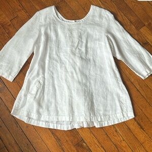 Flax White Linen Scoop Neck Tunic